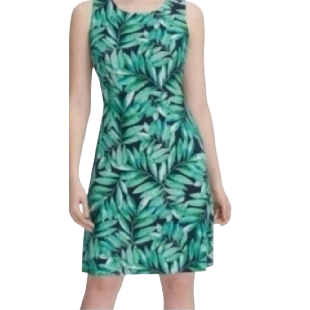 Tommy Hilfiger Tropical Green Scoop Neck Summer Dress